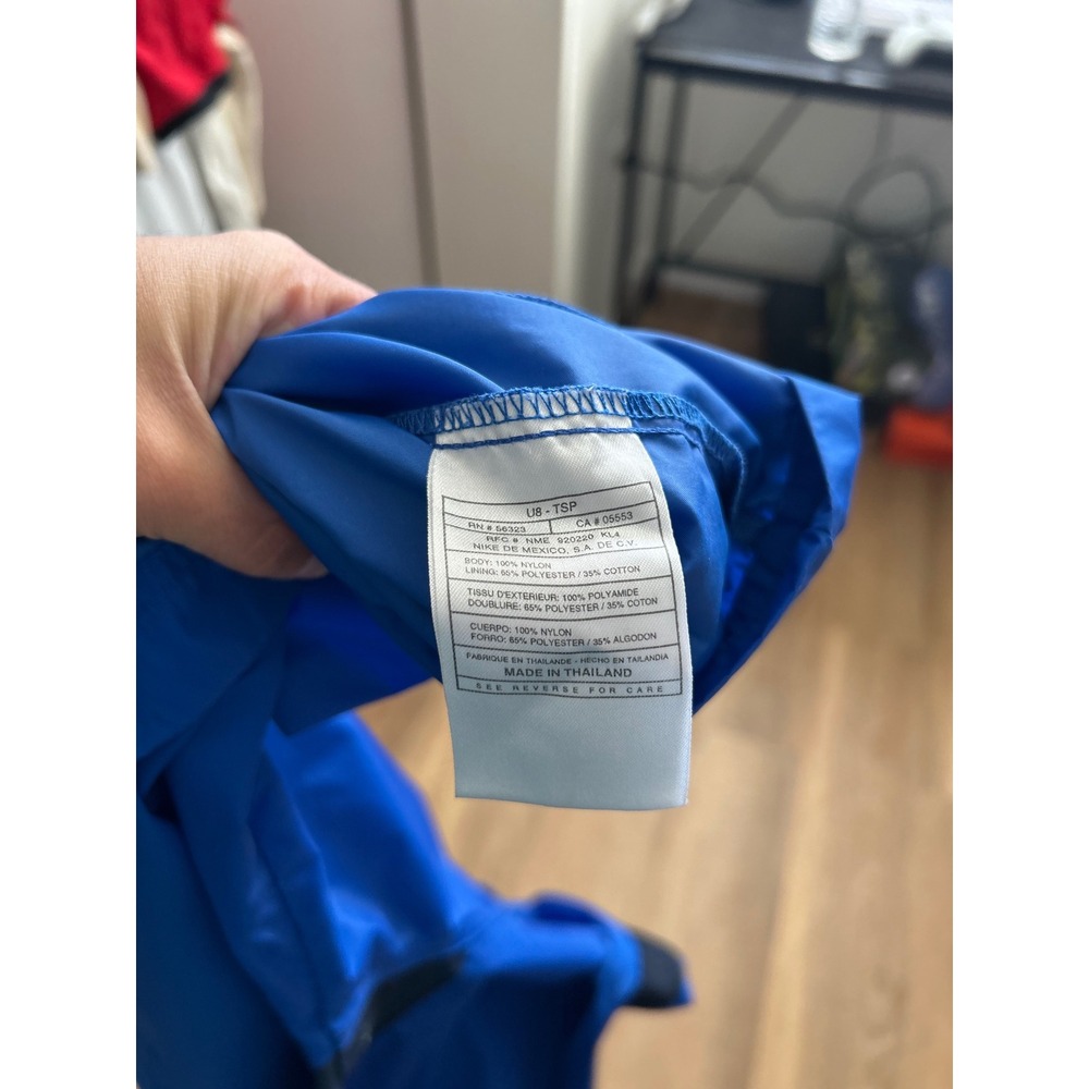 VTG 90s center check nike windbreaker pullover 1/2 zip hooded jacket blue L - Picture 4 of 6